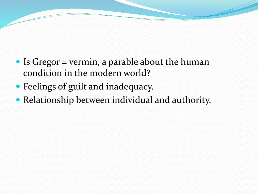 is gregor vermin a parable about the human