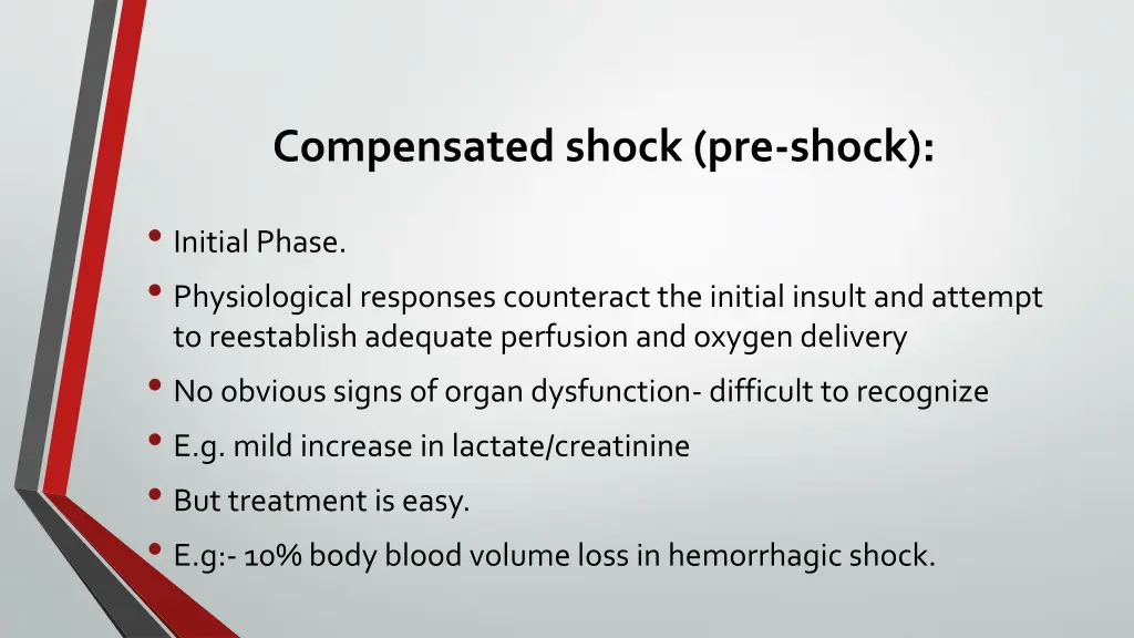 compensated shock pre shock