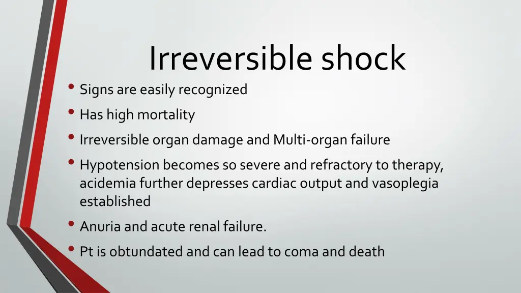 irreversible shock signs are easily recognized