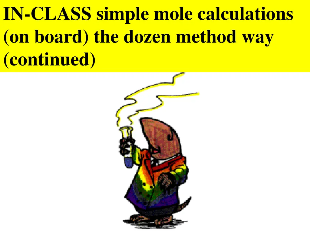 in class simple mole calculations on board