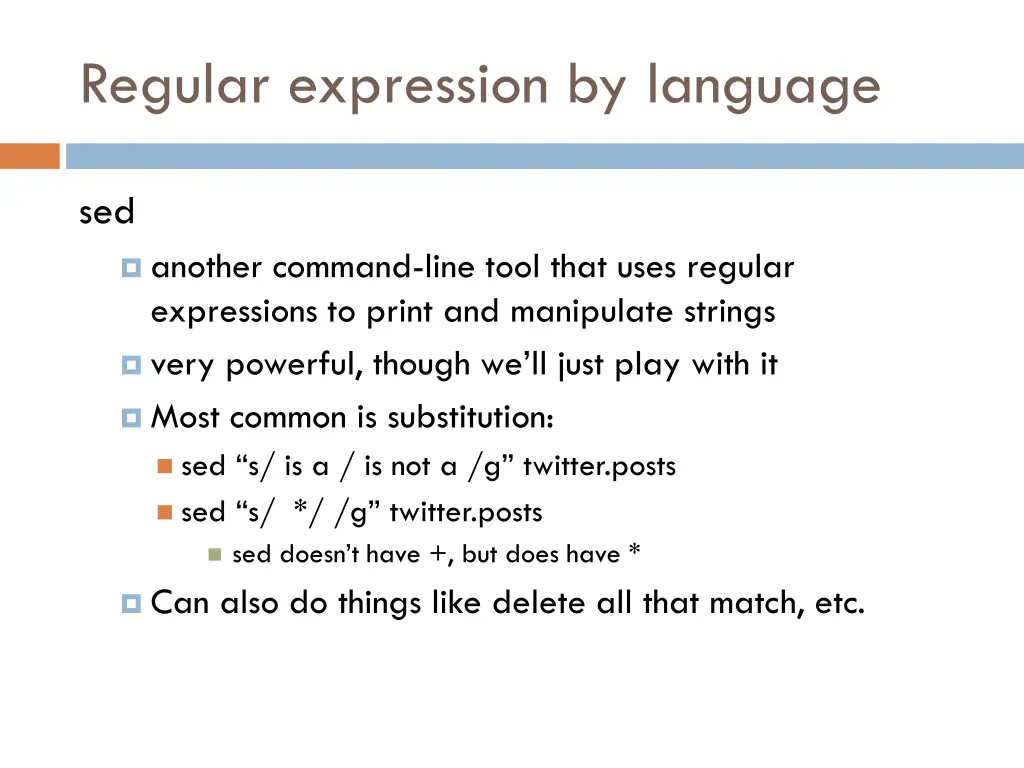 regular expression by language 1