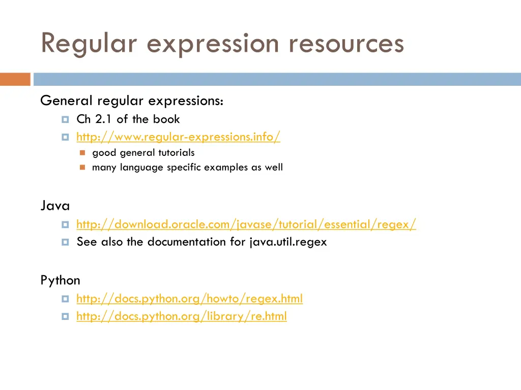 regular expression resources