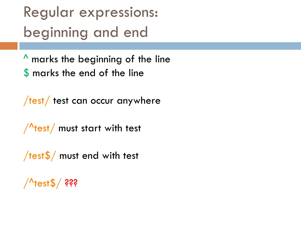 regular expressions beginning and end
