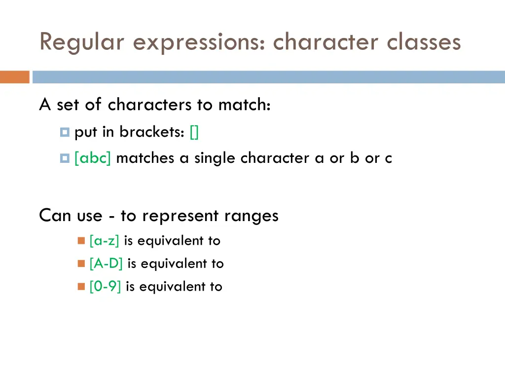 regular expressions character classes 1