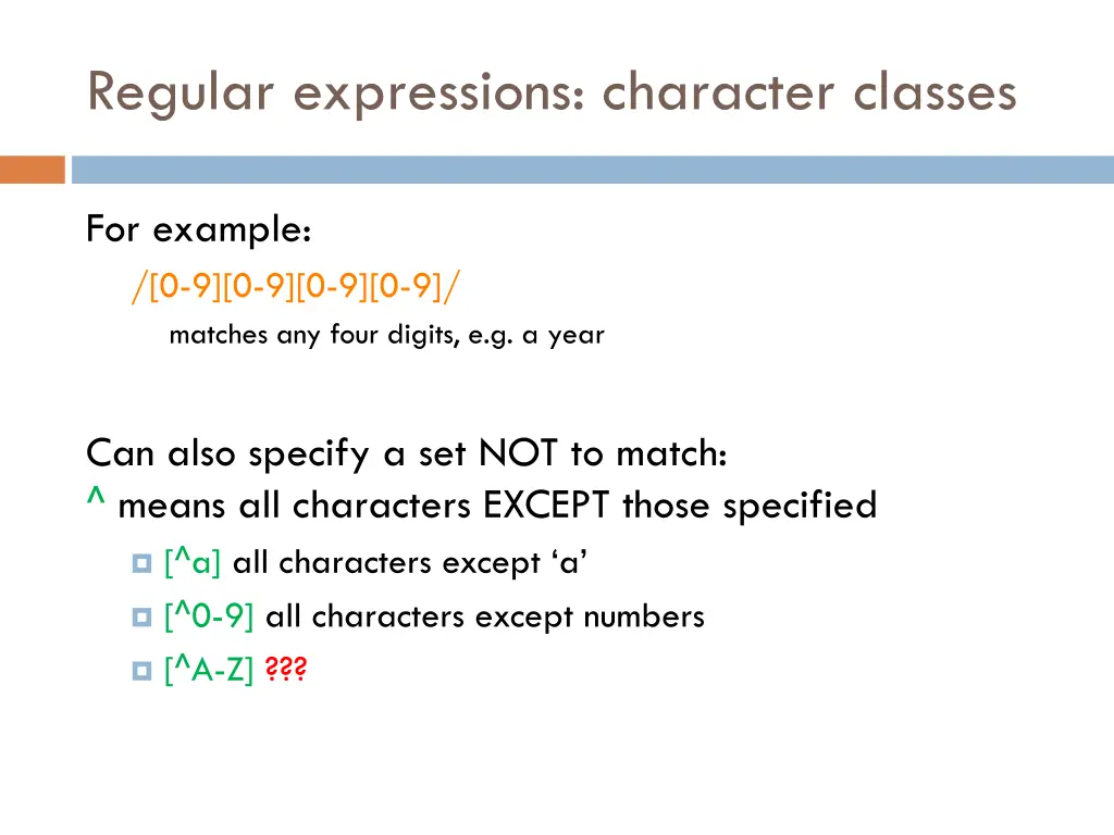 regular expressions character classes 3