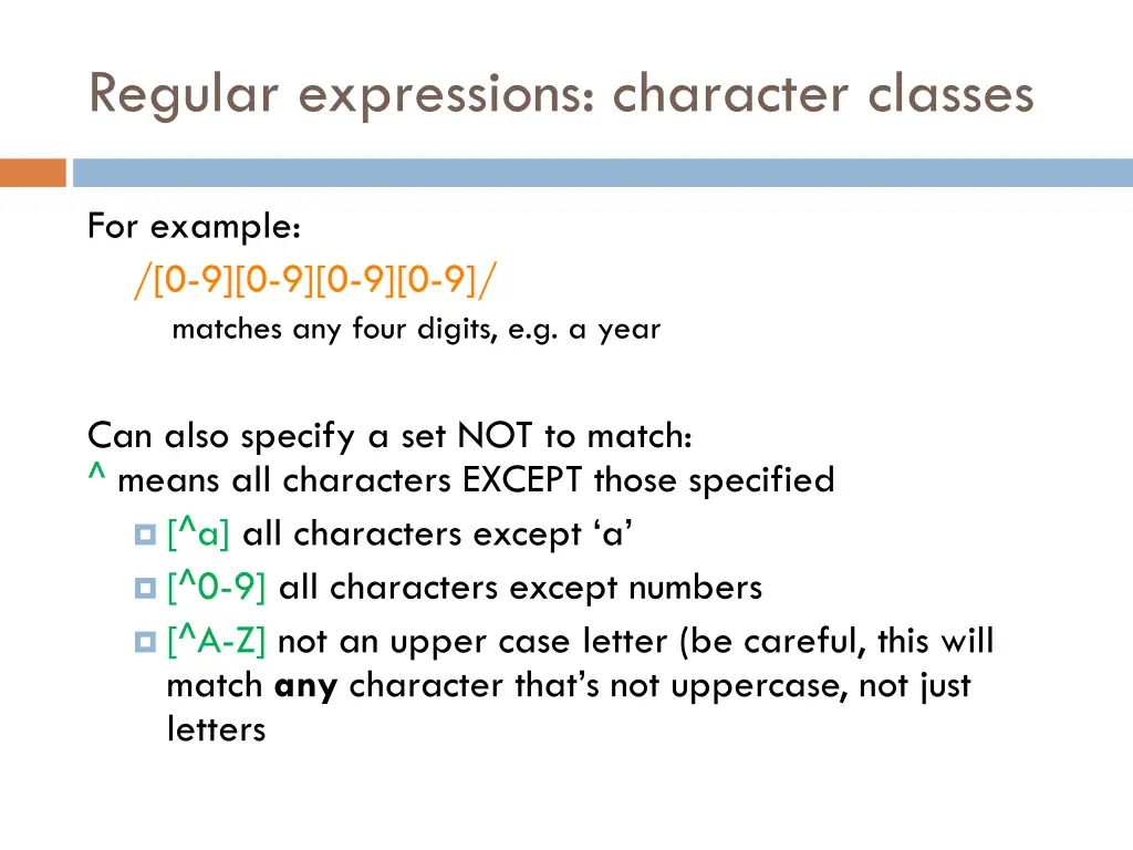regular expressions character classes 4