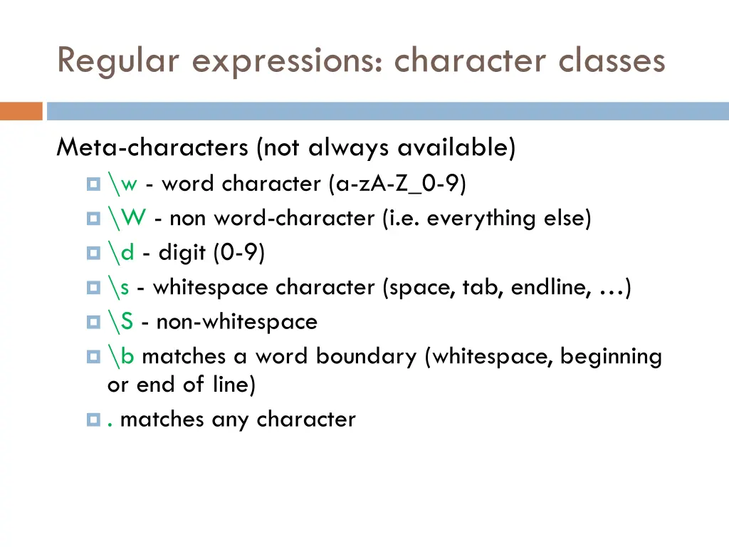 regular expressions character classes 5
