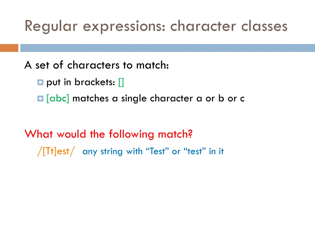 regular expressions character classes