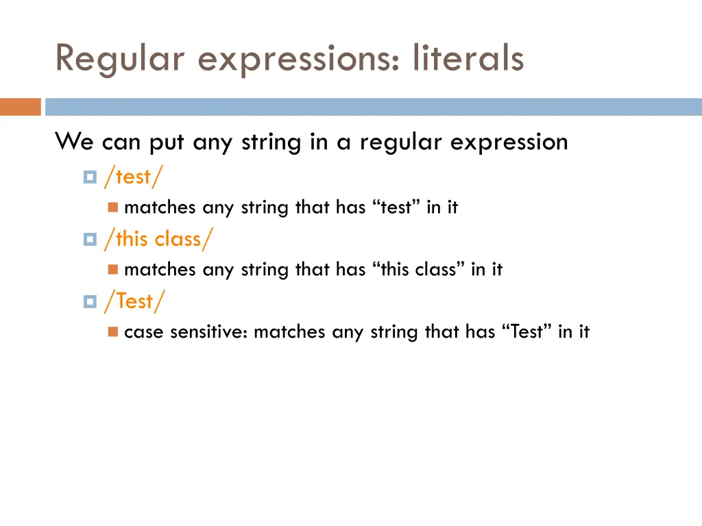 regular expressions literals