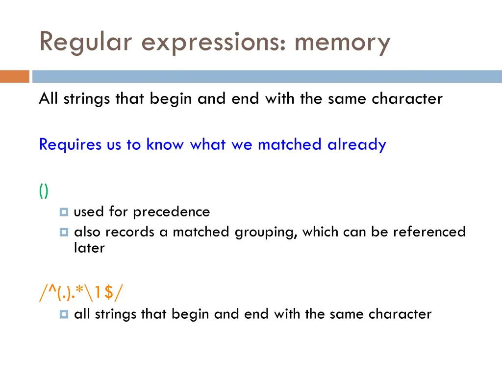 regular expressions memory