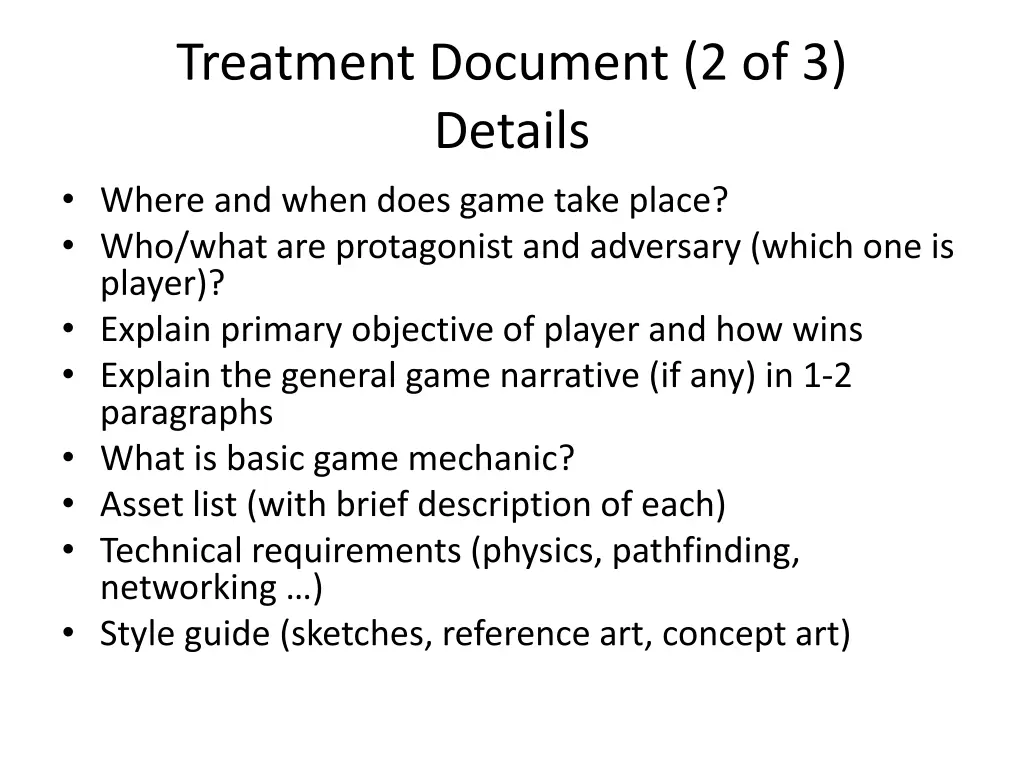 treatment document 2 of 3 details where and when