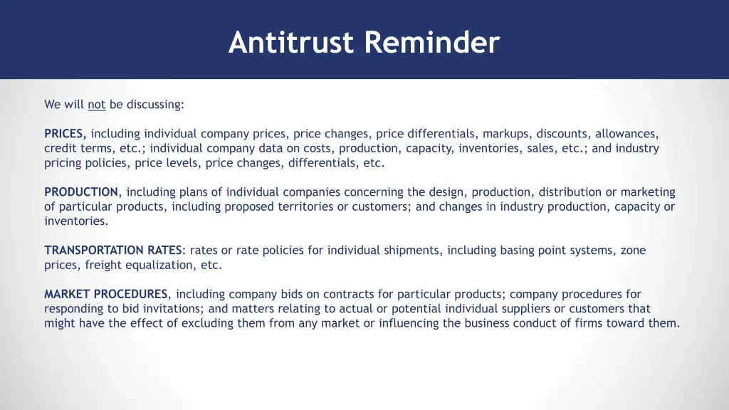 antitrust reminder
