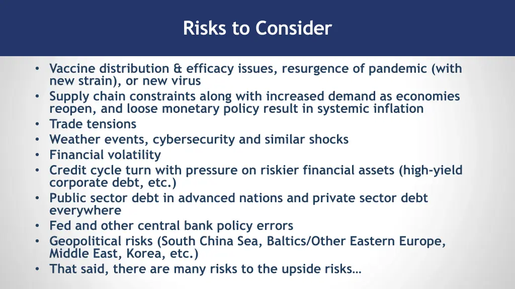 risks to consider
