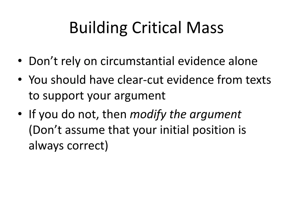 building critical mass