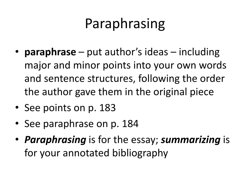 paraphrasing