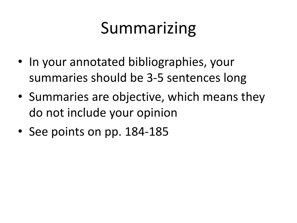 summarizing
