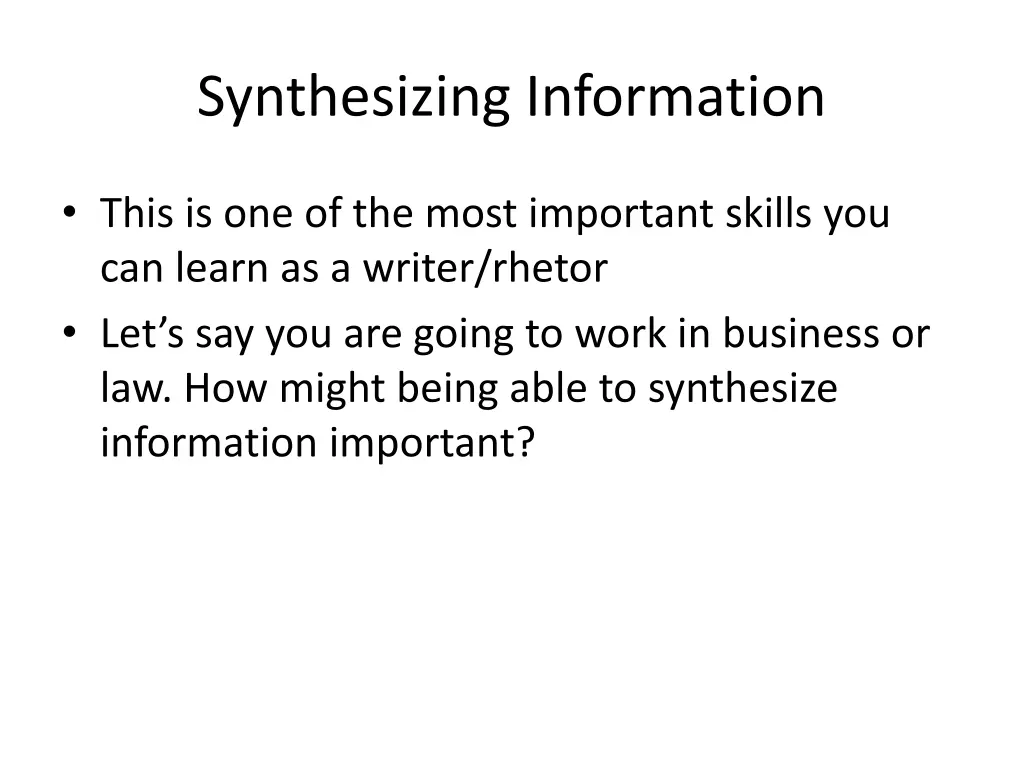 synthesizing information
