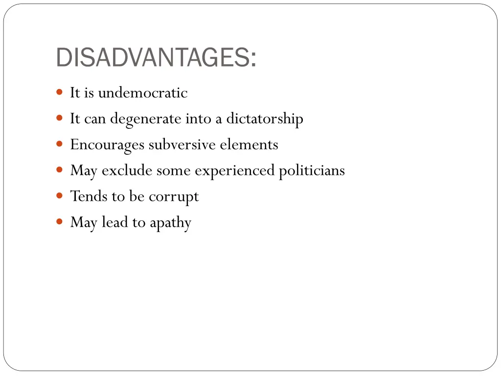 disadvantages