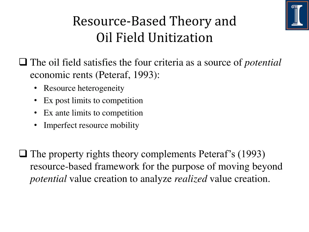 resource based theory and oil field unitization