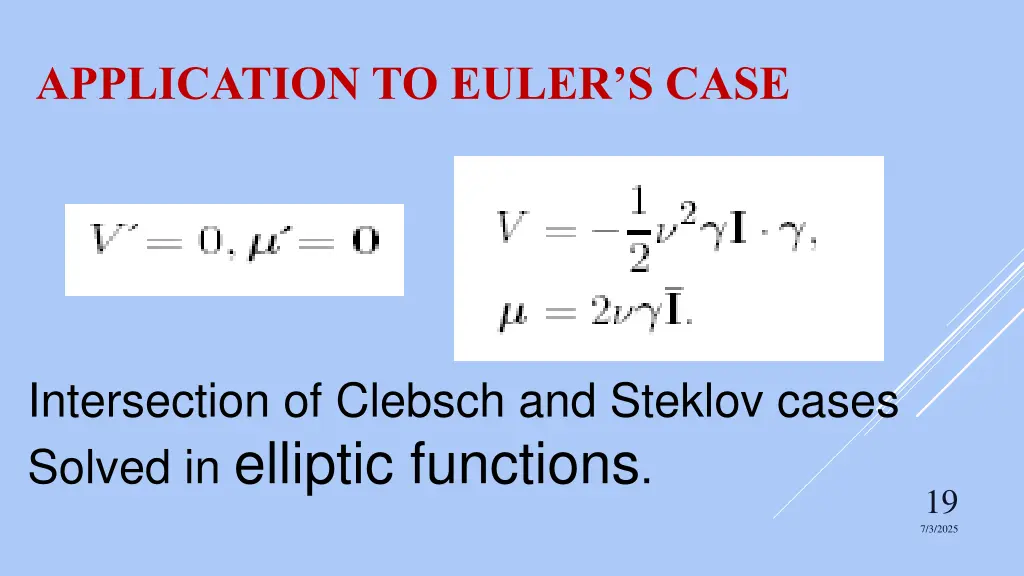 application to euler s case