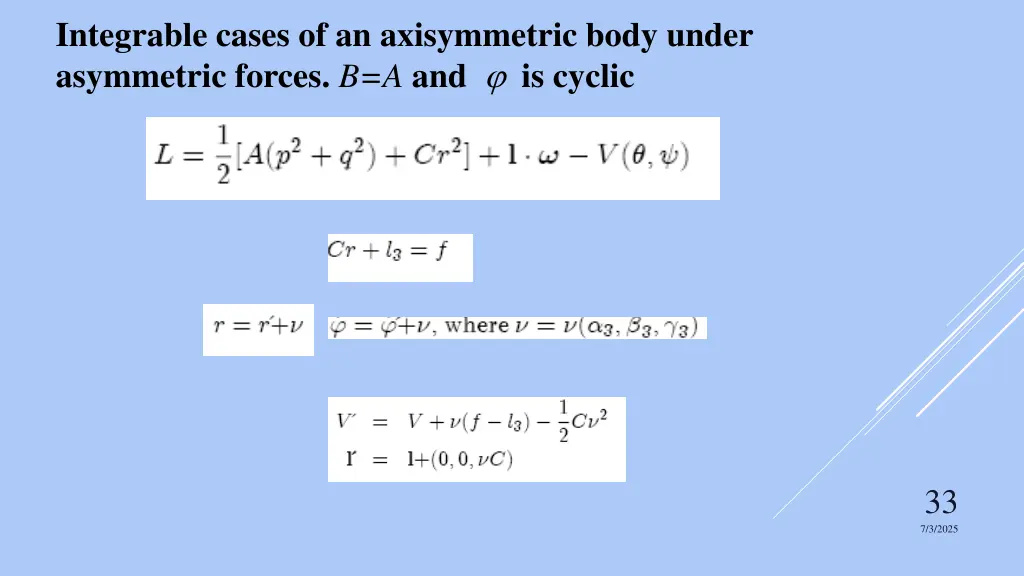 integrable cases of an axisymmetric body under
