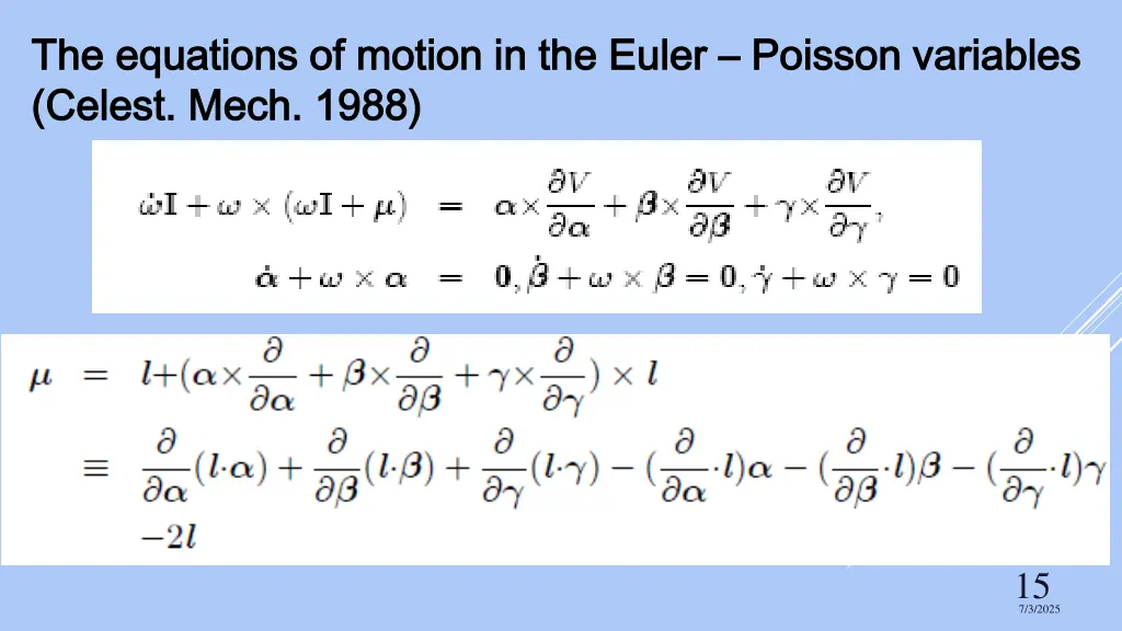 the equations of motion in the euler