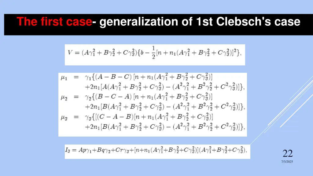 the first case generalization of 1st clebsch