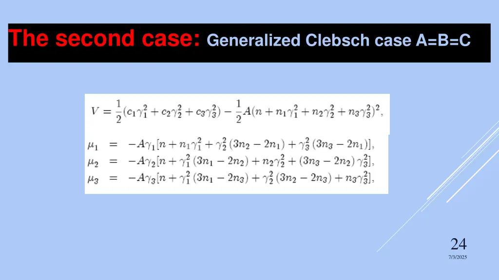 the second case generalized clebsch case a b c