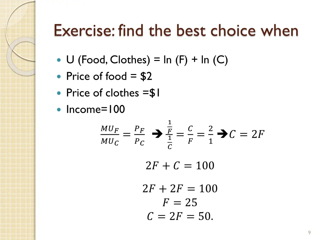 exercise find the best choice when