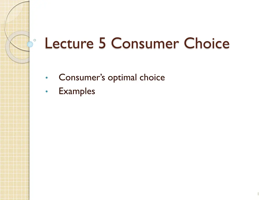 lecture 5 consumer choice