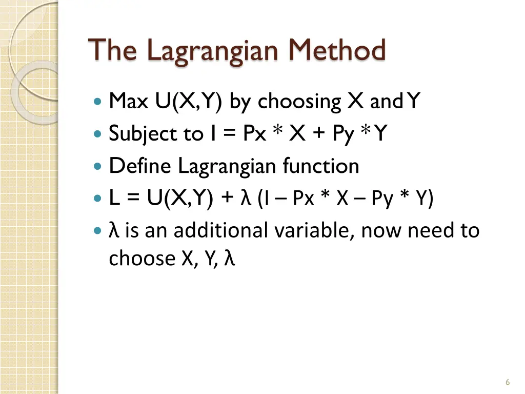 the lagrangian method