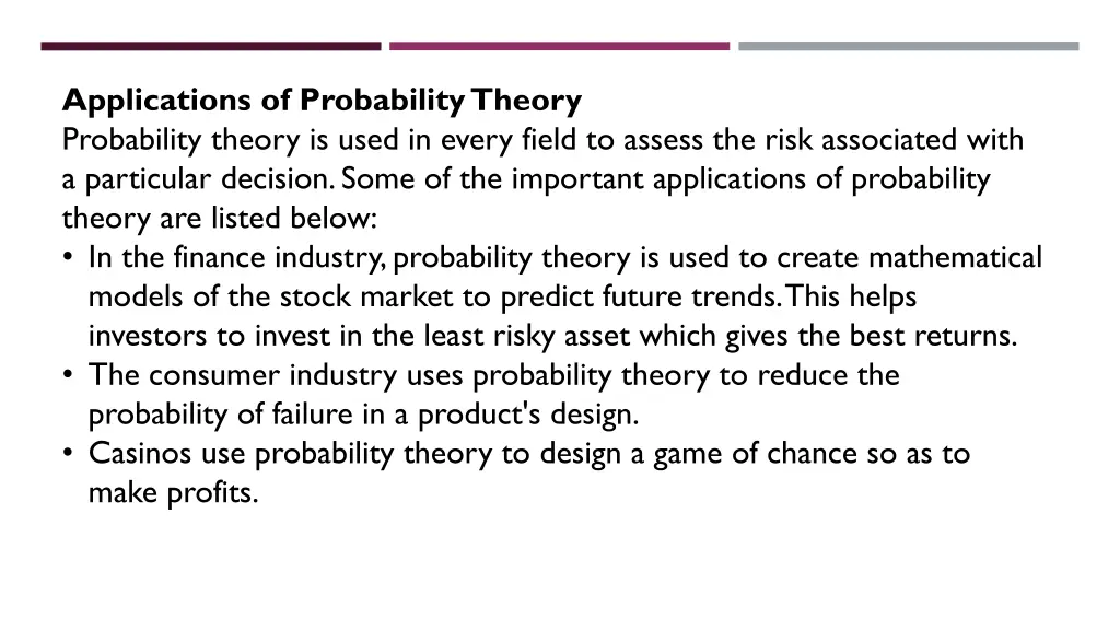applications of probability theory probability