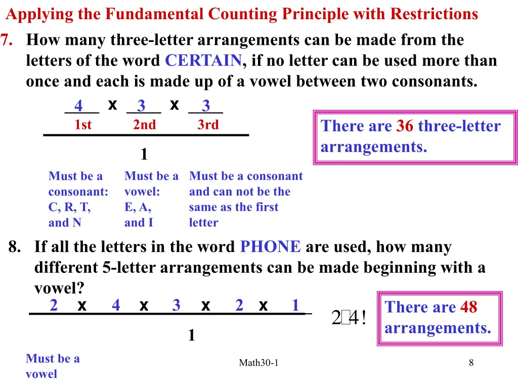 applying the fundamental counting principle with