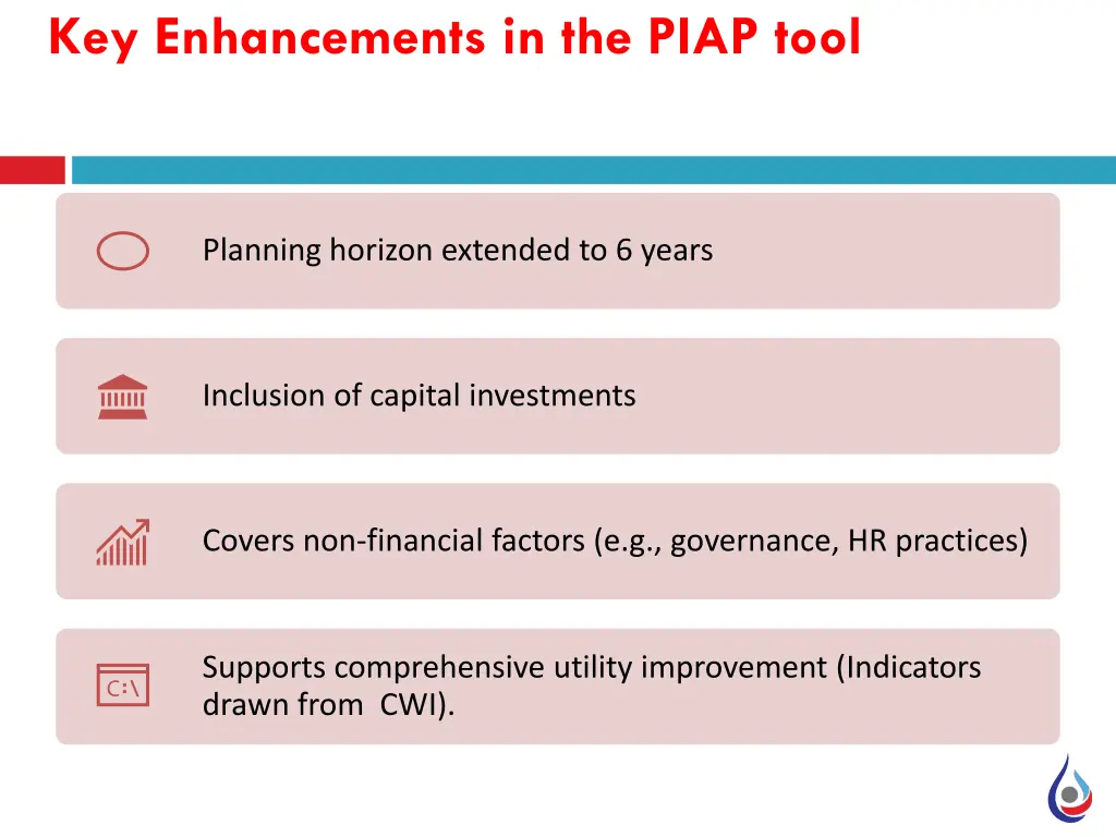 key enhancements in the piap tool