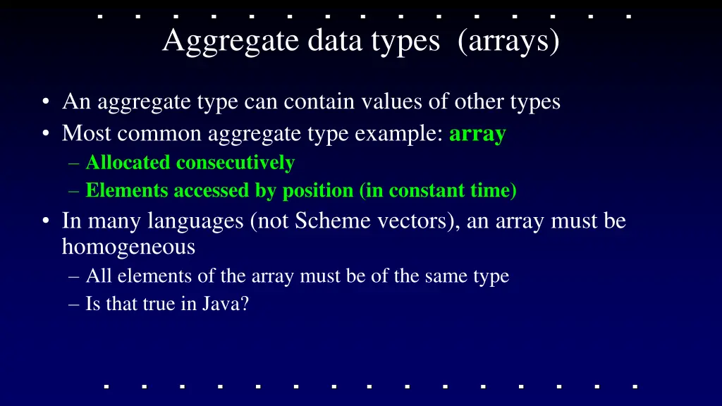 aggregate data types arrays