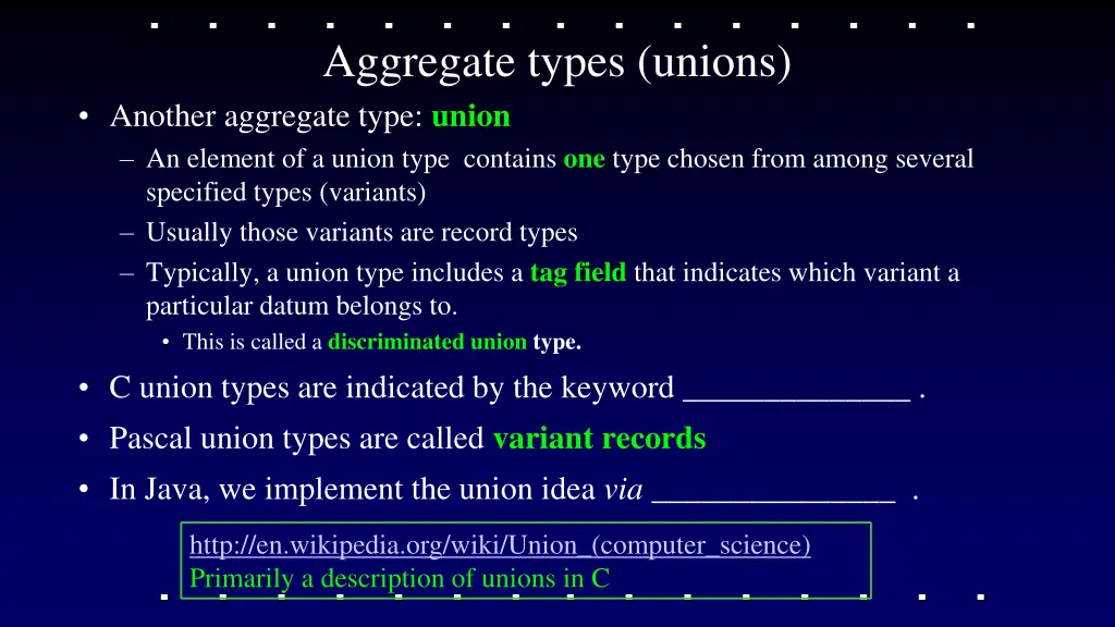 aggregate types unions