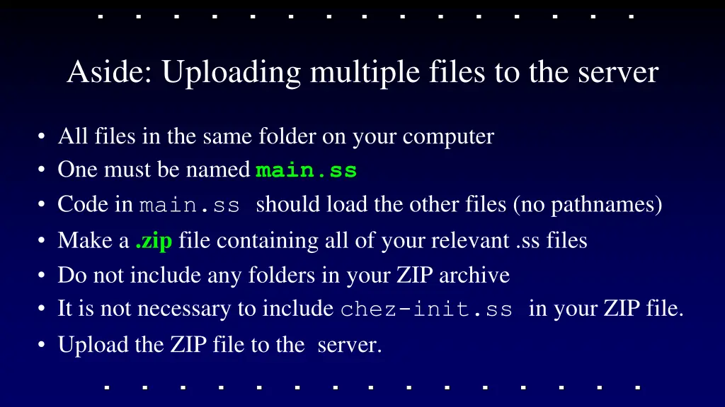 aside uploading multiple files to the server