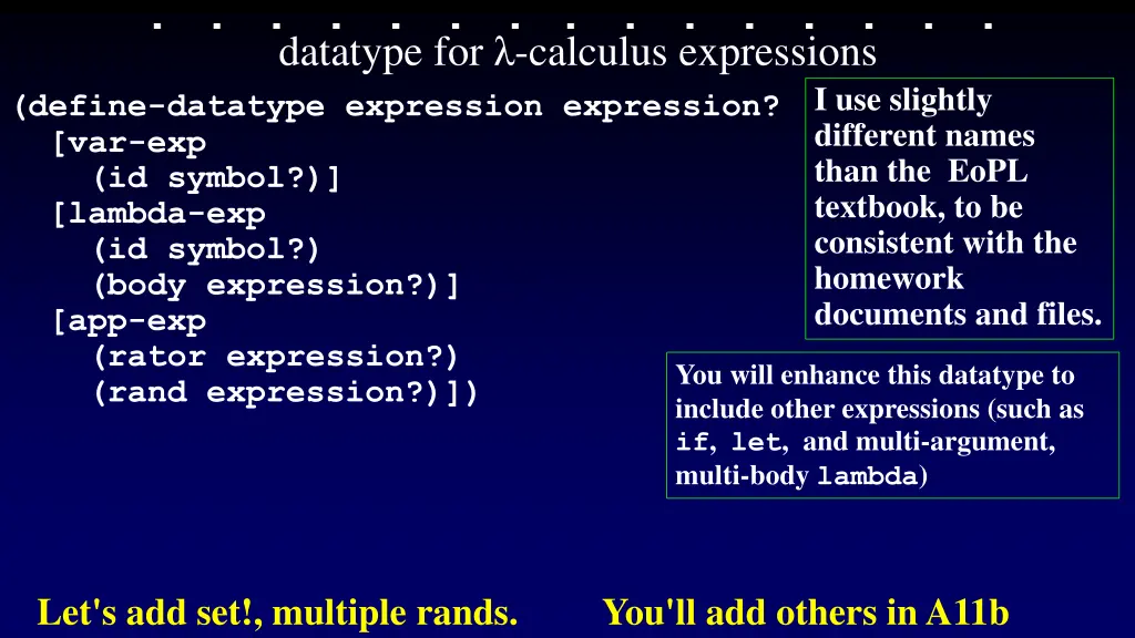 datatype for calculus expressions define datatype