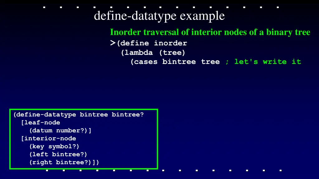 define datatype example inorder traversal