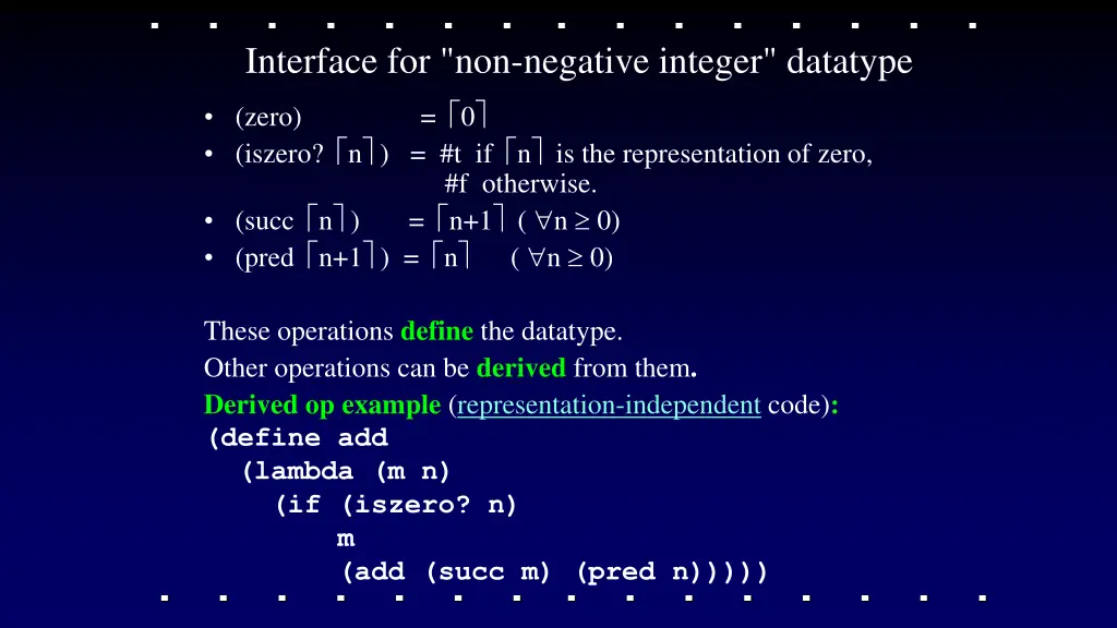 interface for non negative integer datatype