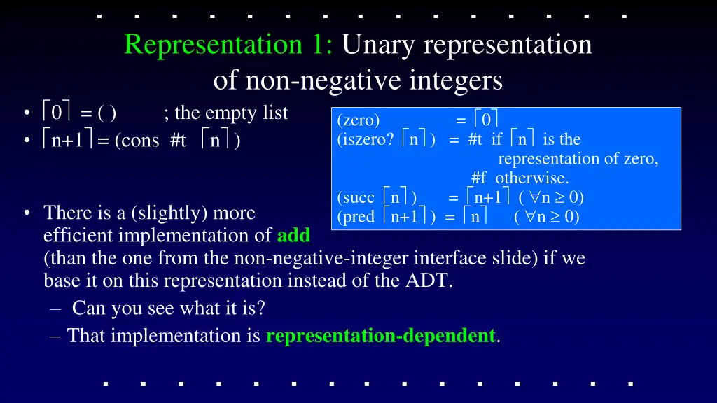 representation 1 unary representation 1