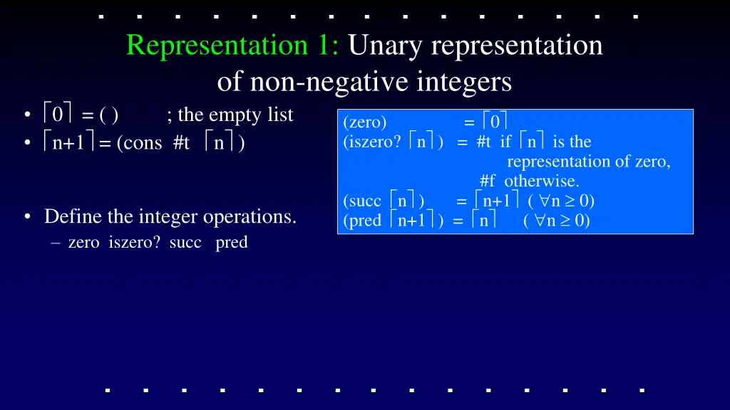 representation 1 unary representation