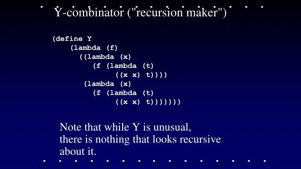 y combinator recursion maker