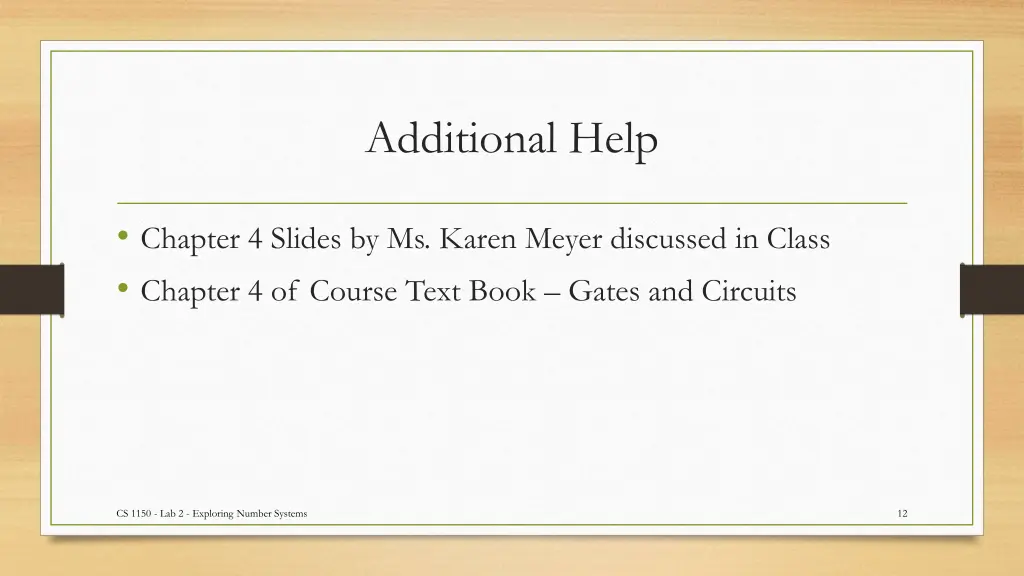 additional help