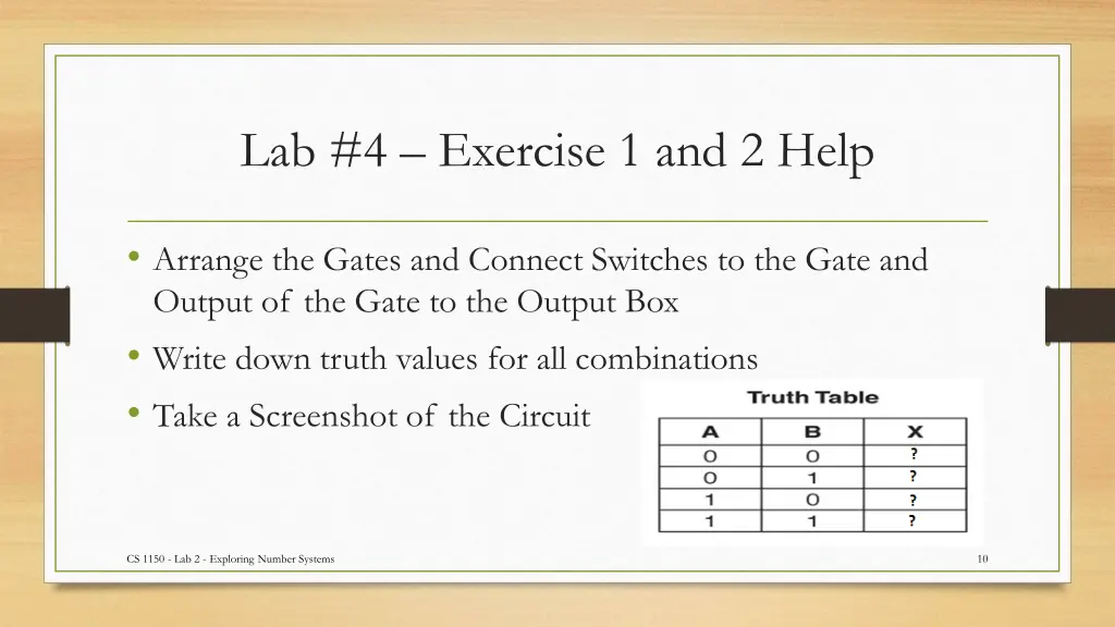 lab 4 exercise 1 and 2 help