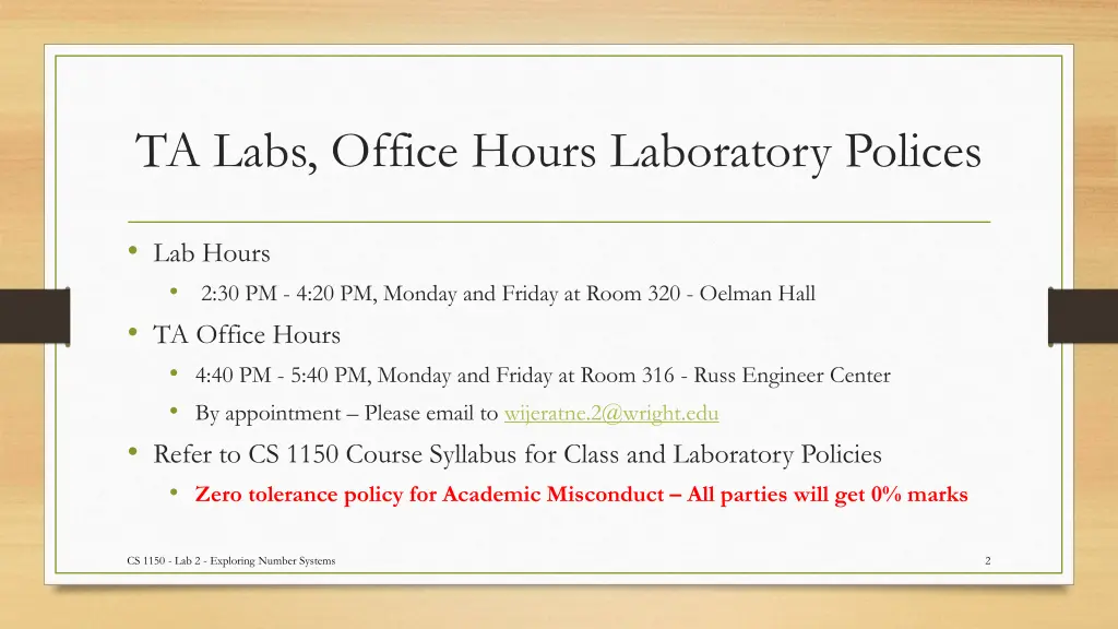 ta labs office hours laboratory polices