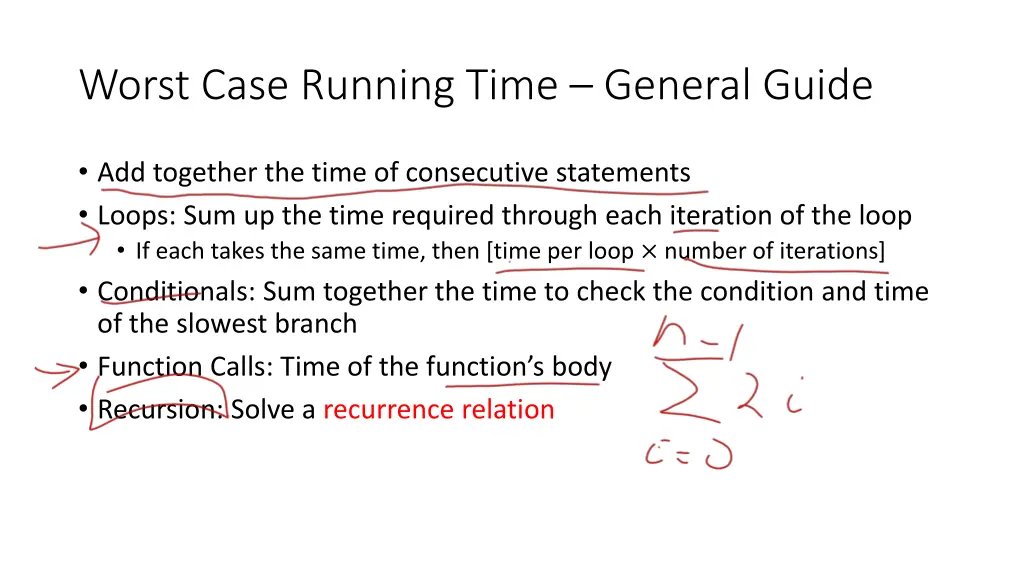 worst case running time general guide