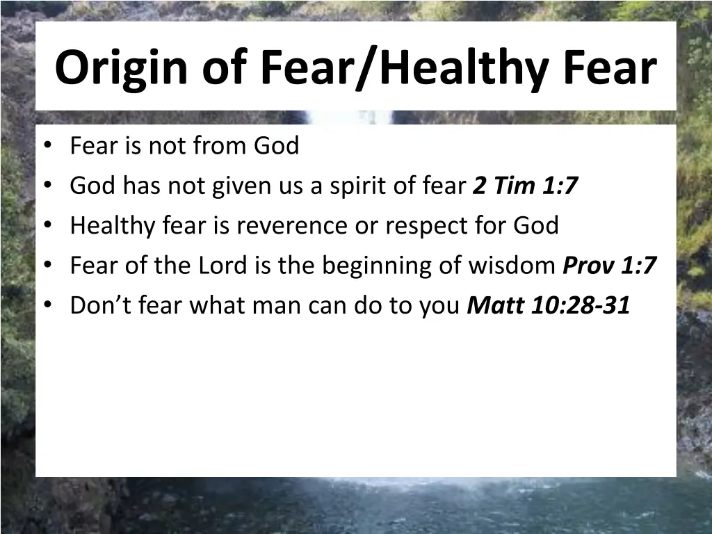 origin of fear healthy fear