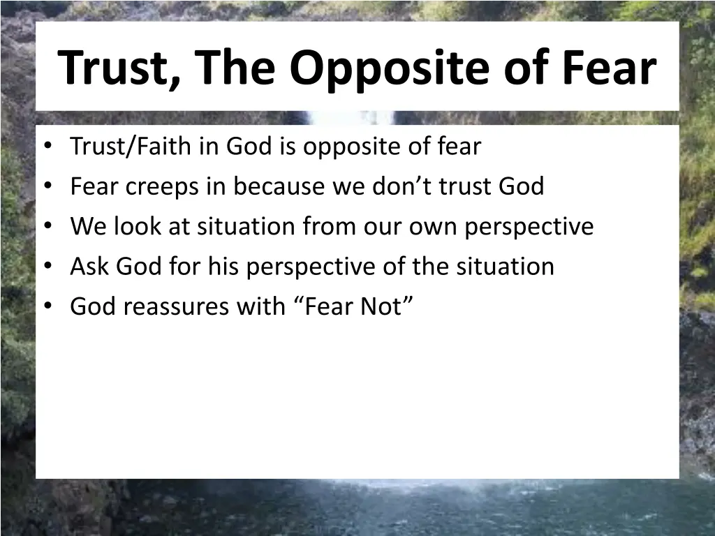trust the opposite of fear