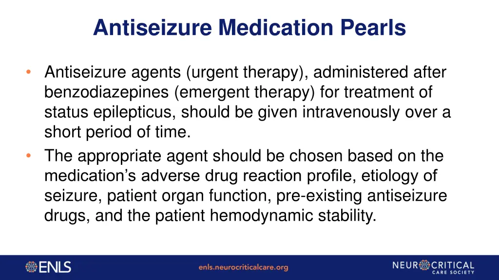 antiseizure medication pearls